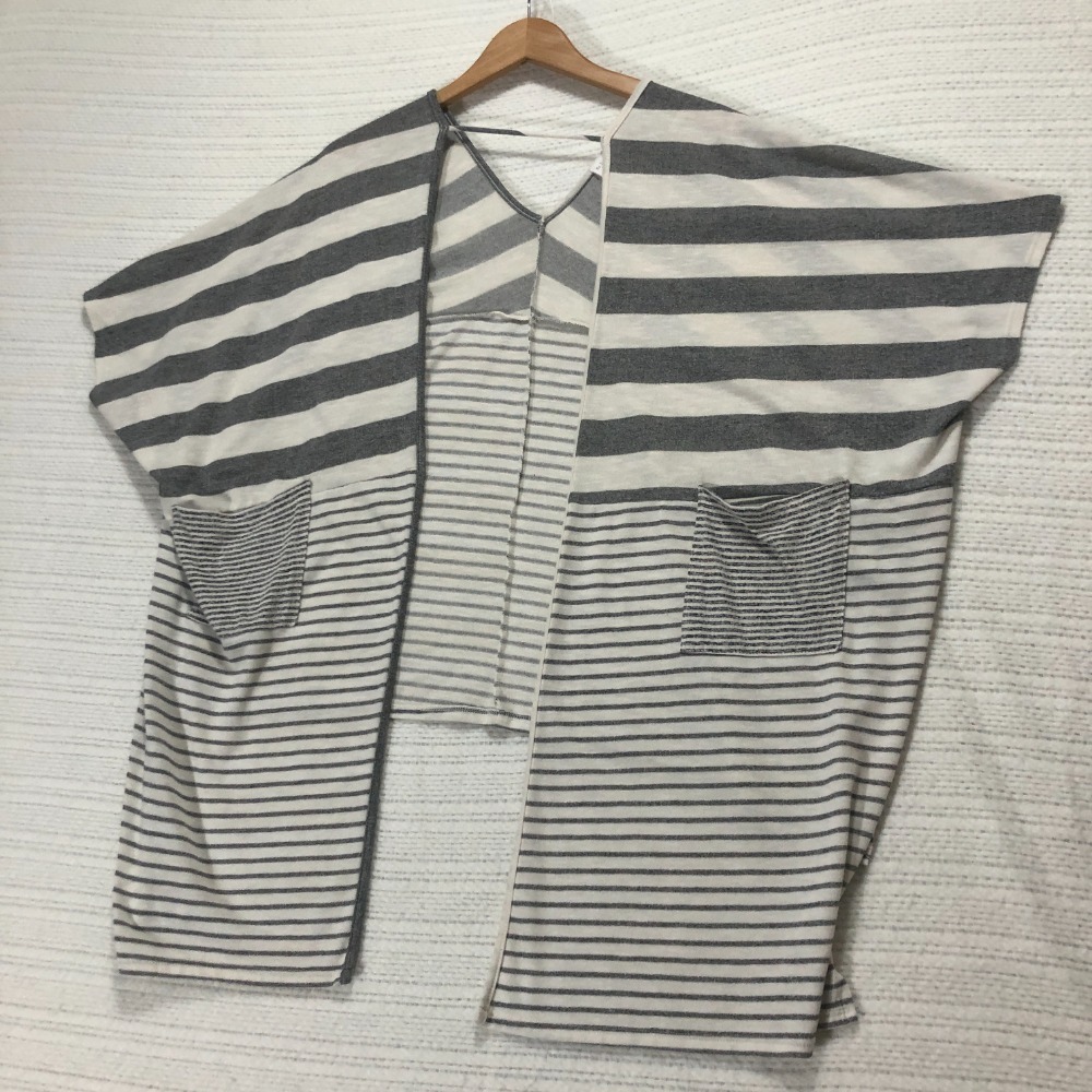 By Together Striped Open Front Cardigan Duster with Pockets - Size S